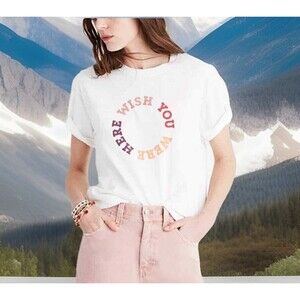 NWT Chic Madewell Sz M Wish You Were Here Ivory Casual Cotton Pullover T Shirt